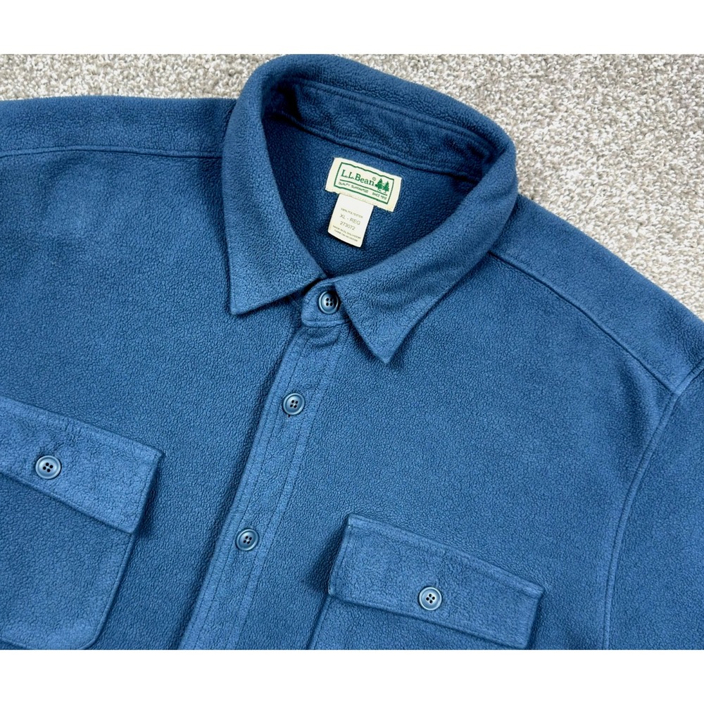 LL Bean Polar Fleece Shirt Men's XL Blue Button Up Overshirt 273072